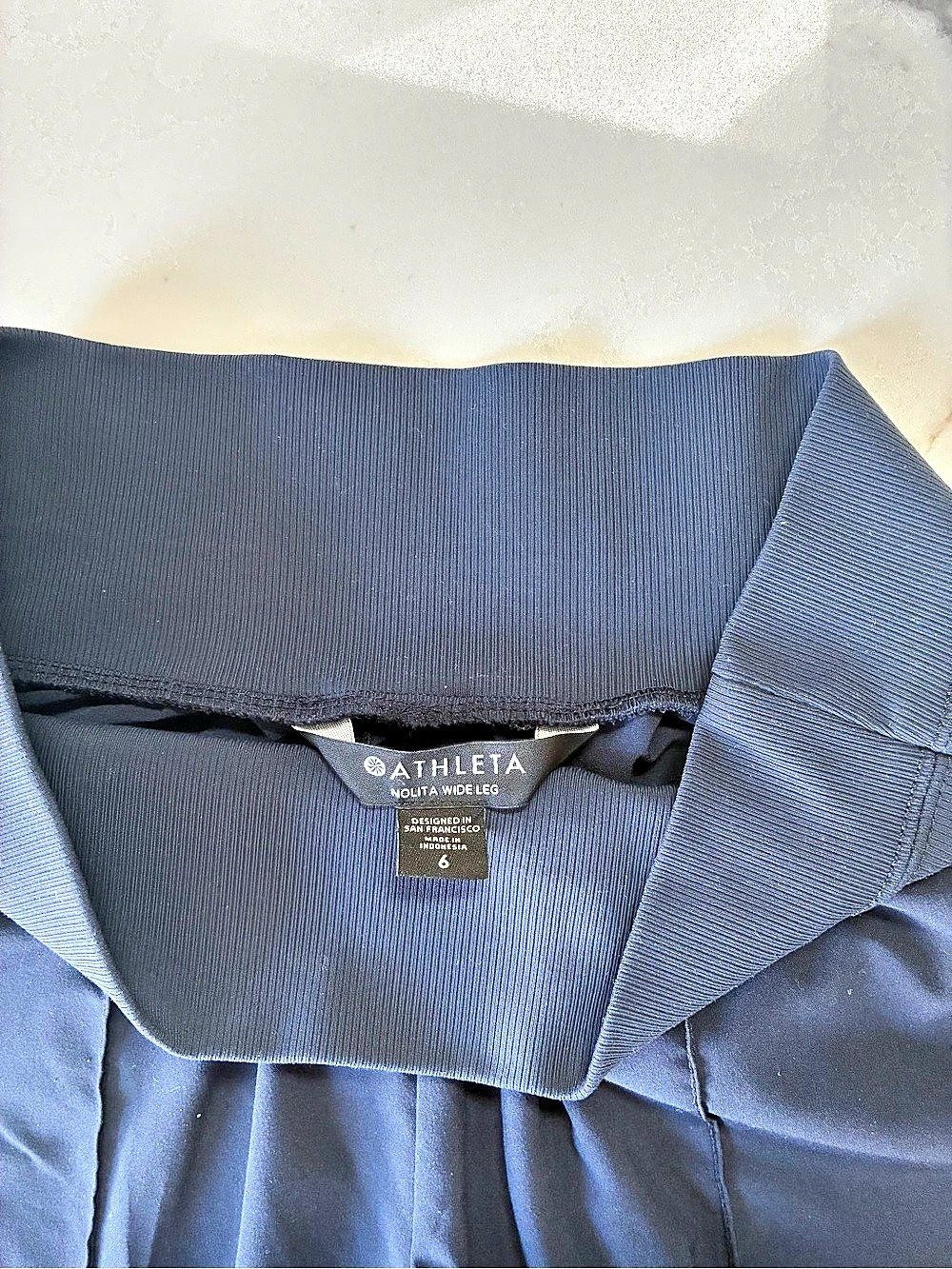 Athleta Nolita Wide Leg Pant Women's Track Pants Navy Blue Size 6